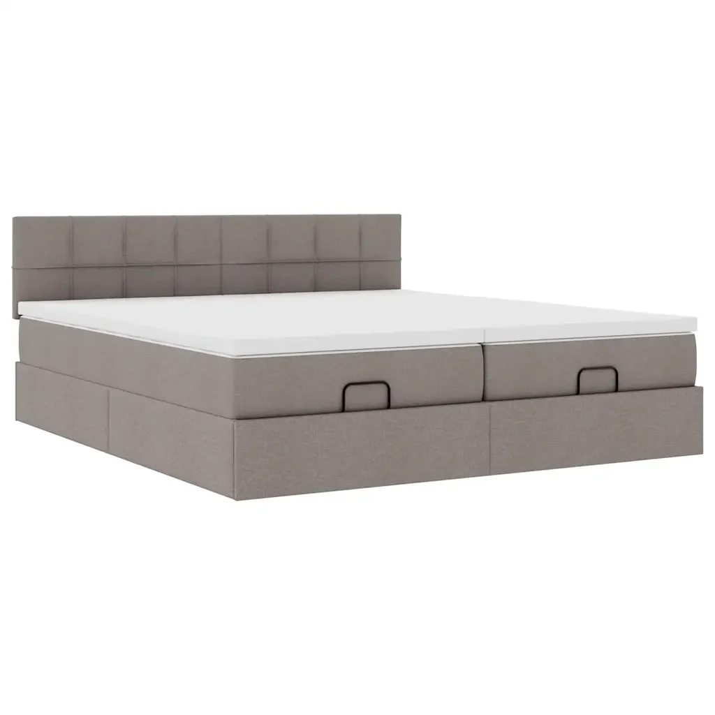 Struttura Letto Pouf con Materassi Tortora 180x200cm in Tessuto 3311998 - Image 6