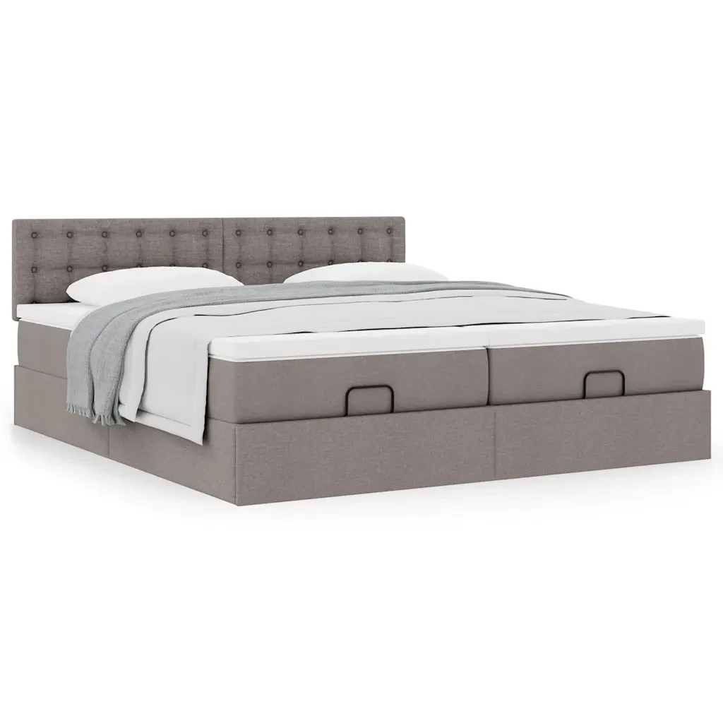 Struttura Letto Pouf con Materassi Tortora 180x200cm in Tessuto 3312040 - Image 4
