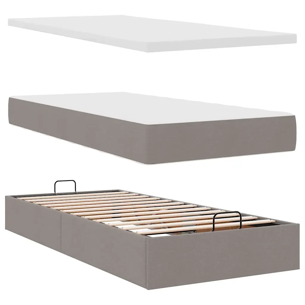 Struttura Letto Pouf con Materassi Tortora 180x200cm in Tessuto 3312040 - Image 8