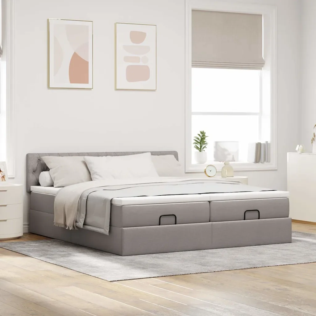 Struttura Letto Pouf con Materassi Tortora 180x200cm in Tessuto 3312868 - Image 4