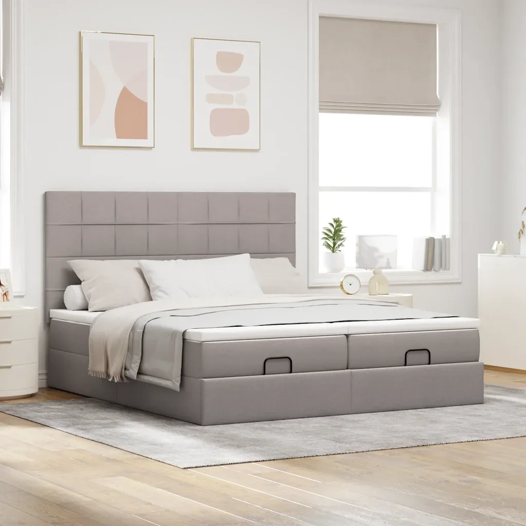 Struttura Letto Pouf con Materassi Tortora 180x200cm in Tessuto 3313696 - Image 3