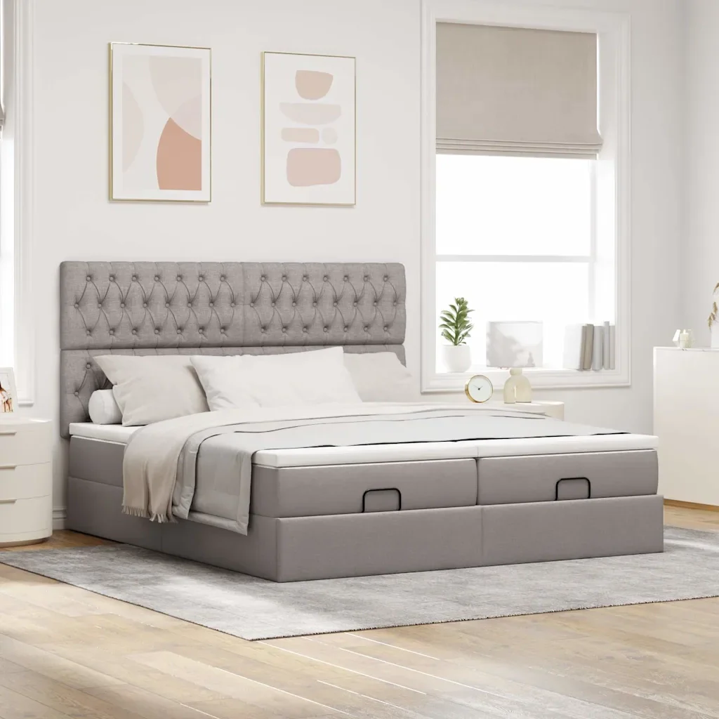 Struttura Letto Pouf con Materassi Tortora 180x200cm in Tessuto 3314566 - Image 4