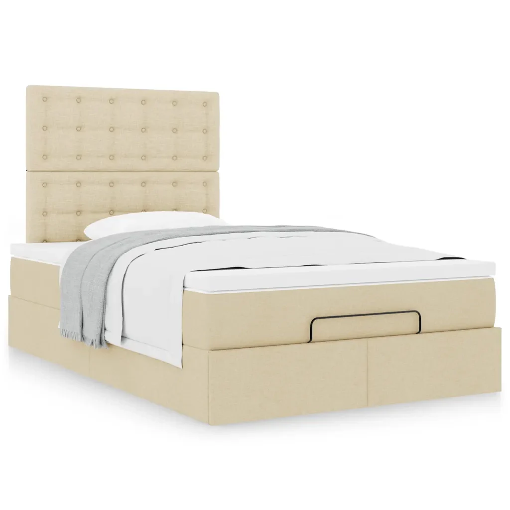 Struttura Letto Pouf con Materasso Crema 120x190 cm in Tessuto 3313311 - Image 4