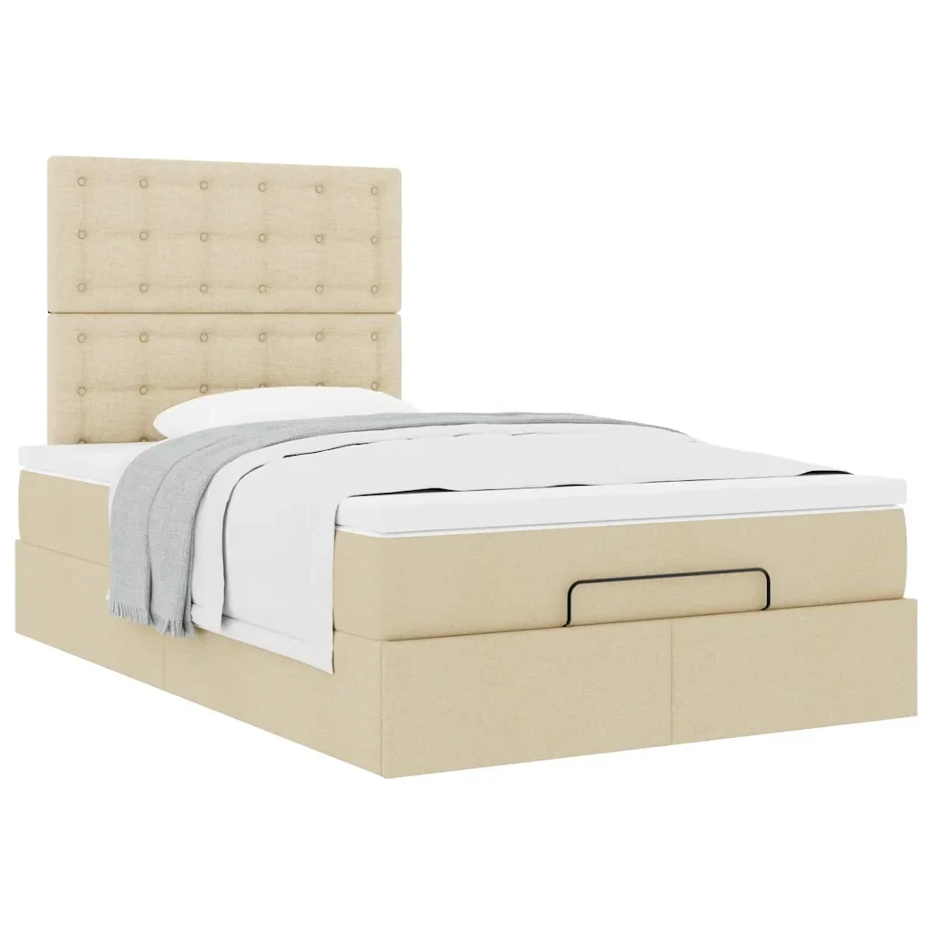 Struttura Letto Pouf con Materasso Crema 120x190 cm in Tessuto 3313311 - Image 5