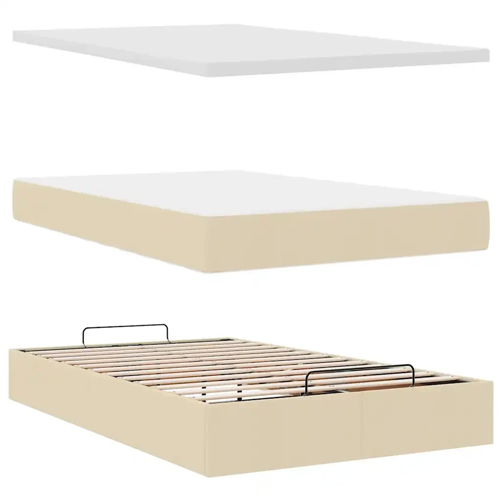 Struttura Letto Pouf con Materasso Crema 120x190 cm in Tessuto 3313311 - Image 8