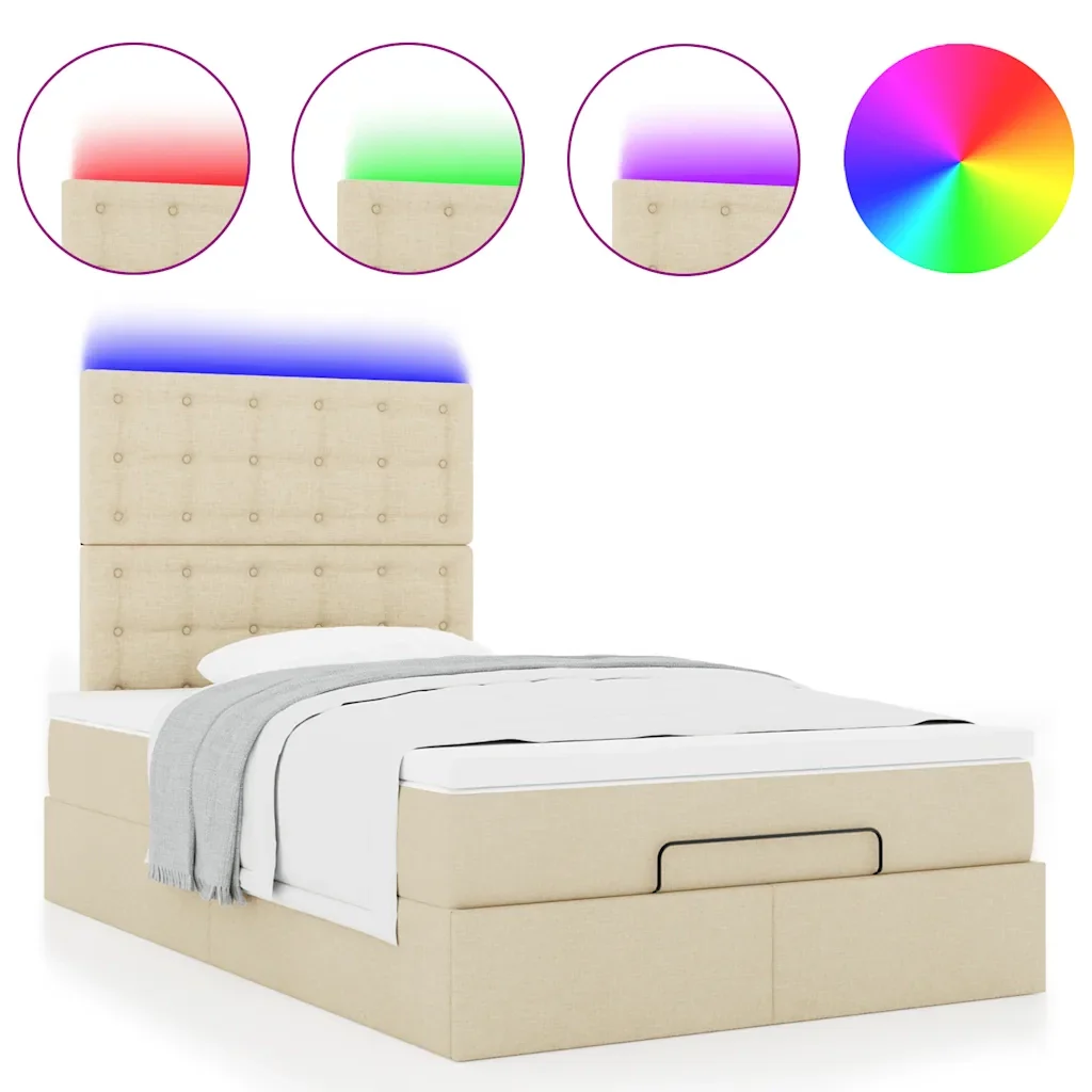 Struttura Letto Pouf con Materasso Crema 120x190 cm in Tessuto 3314160 - Image 5