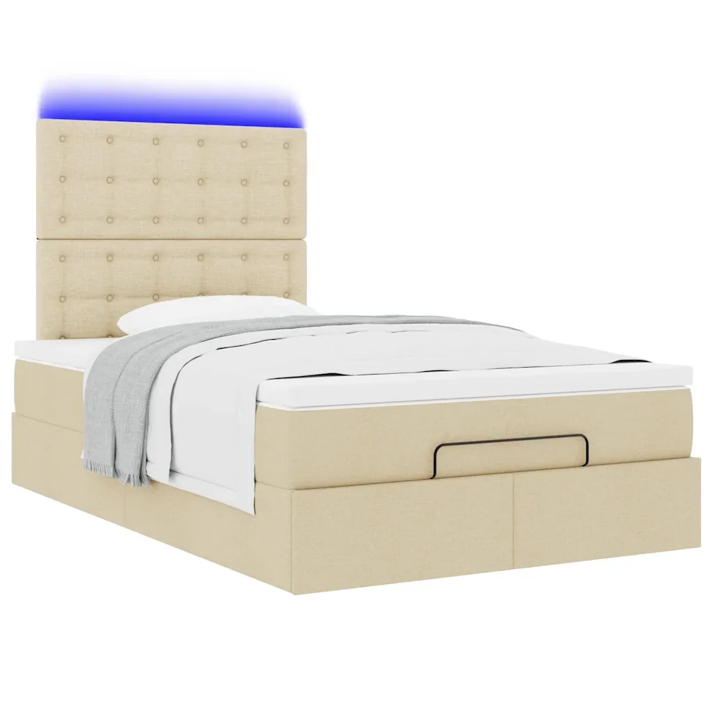 Struttura Letto Pouf con Materasso Crema 120x190 cm in Tessuto 3314160 - Image 6