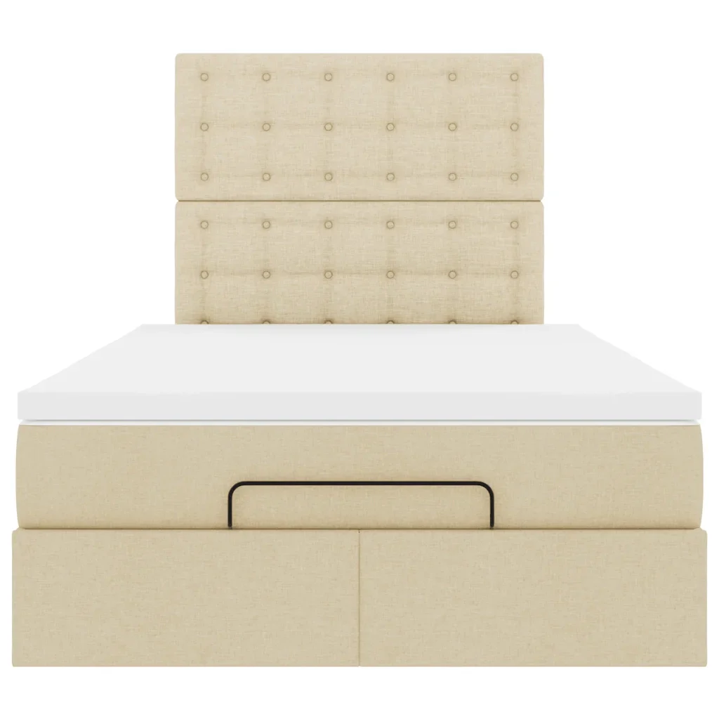 Struttura Letto Pouf con Materasso Crema 120x190 cm in Tessuto 3314160 - Image 8