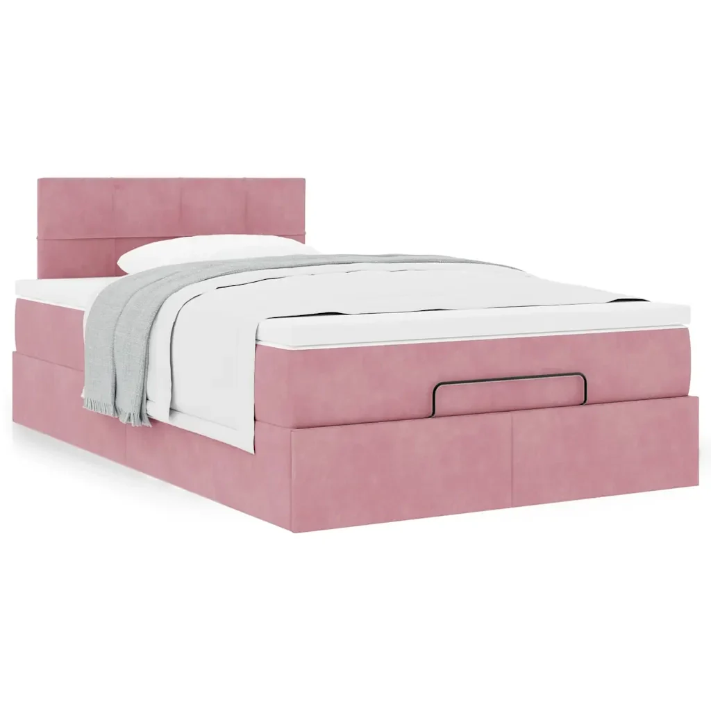 Pouf Letto con Materasso Rosa 120x190 cm Velluto 3311764 - Image 4