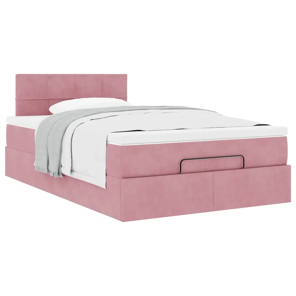 Pouf Letto con Materasso Rosa 120x190 cm Velluto 3311764 - Image 5