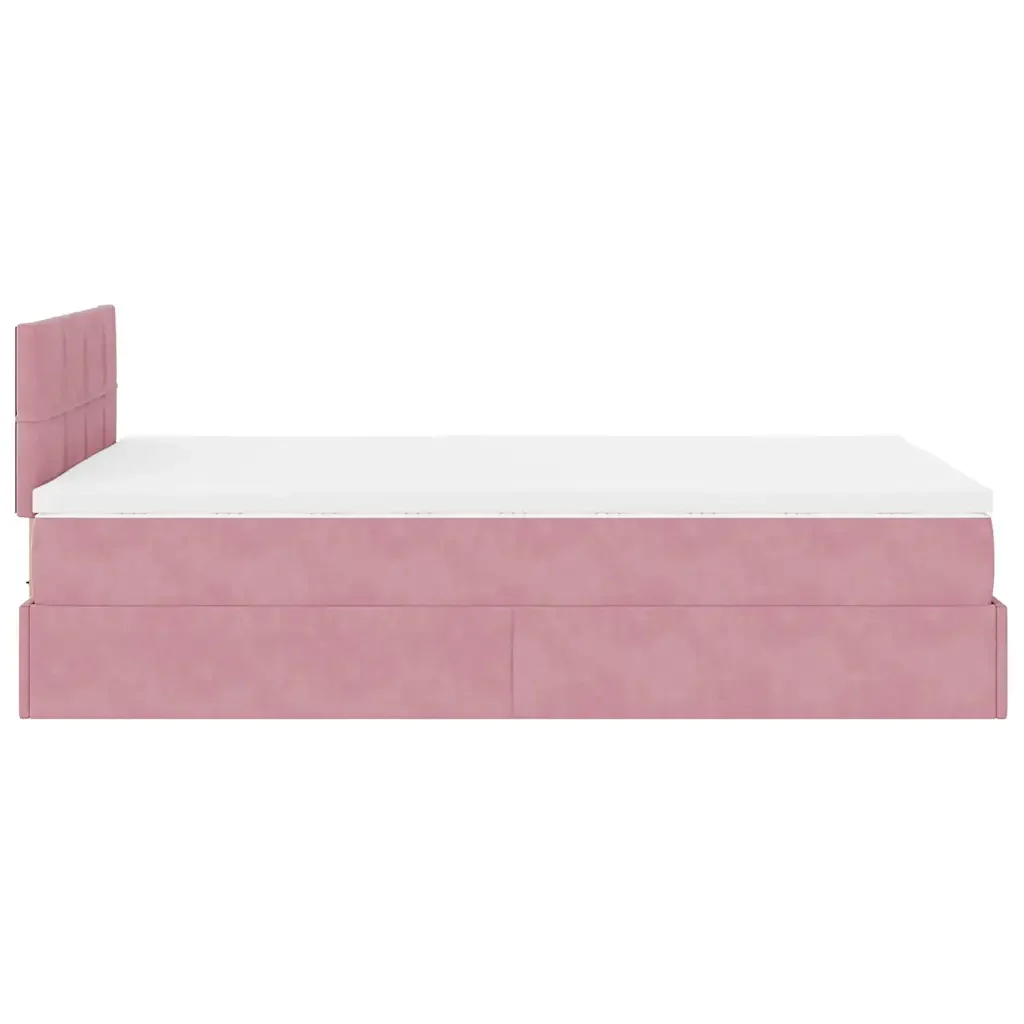 Pouf Letto con Materasso Rosa 120x190 cm Velluto 3311764 - Image 9