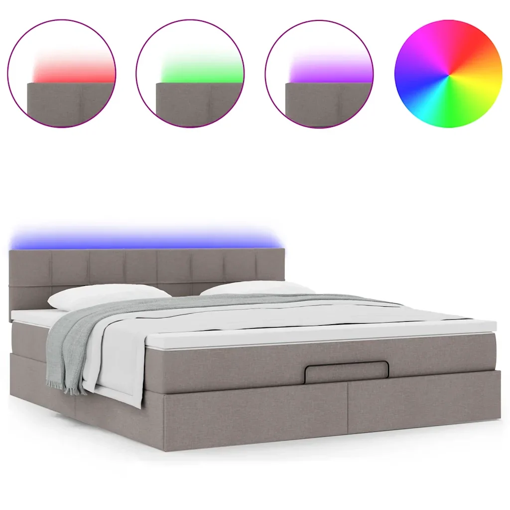 Struttura Letto Pouf con Materasso Tortora 160x200cm in Tessuto - Image 5