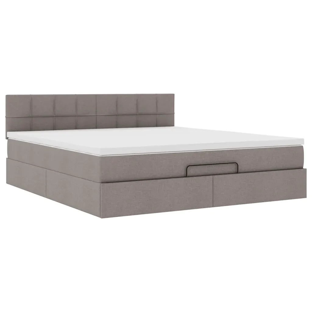 Struttura Letto Pouf con Materasso Tortora 160x200cm in Tessuto - Image 7
