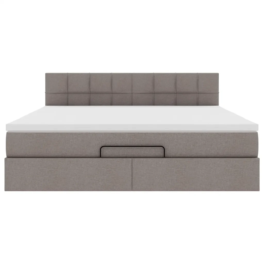 Struttura Letto Pouf con Materasso Tortora 160x200cm in Tessuto - Image 8
