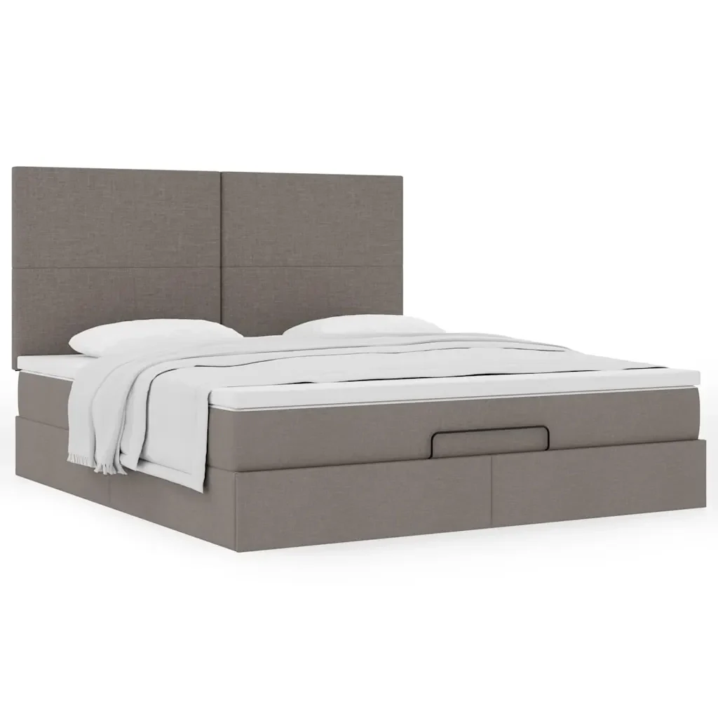 Struttura Letto Pouf con Materasso Tortora 160x200cm in Tessuto - Image 4