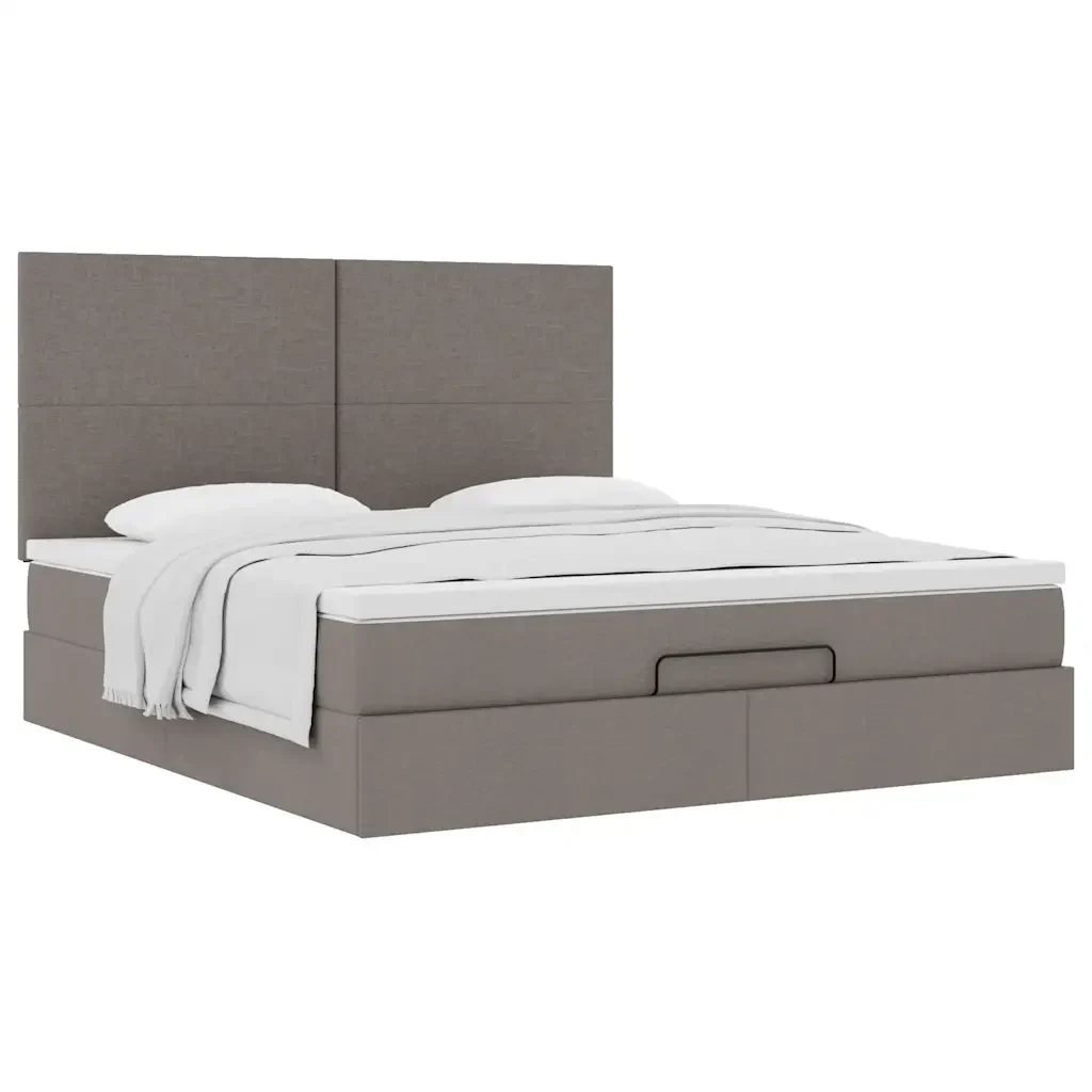 Struttura Letto Pouf con Materasso Tortora 160x200cm in Tessuto - Image 5