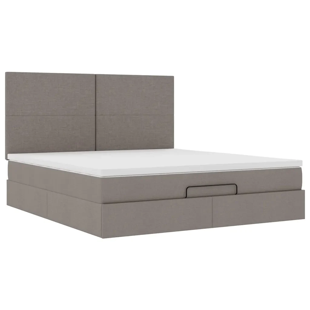Struttura Letto Pouf con Materasso Tortora 160x200cm in Tessuto - Image 6