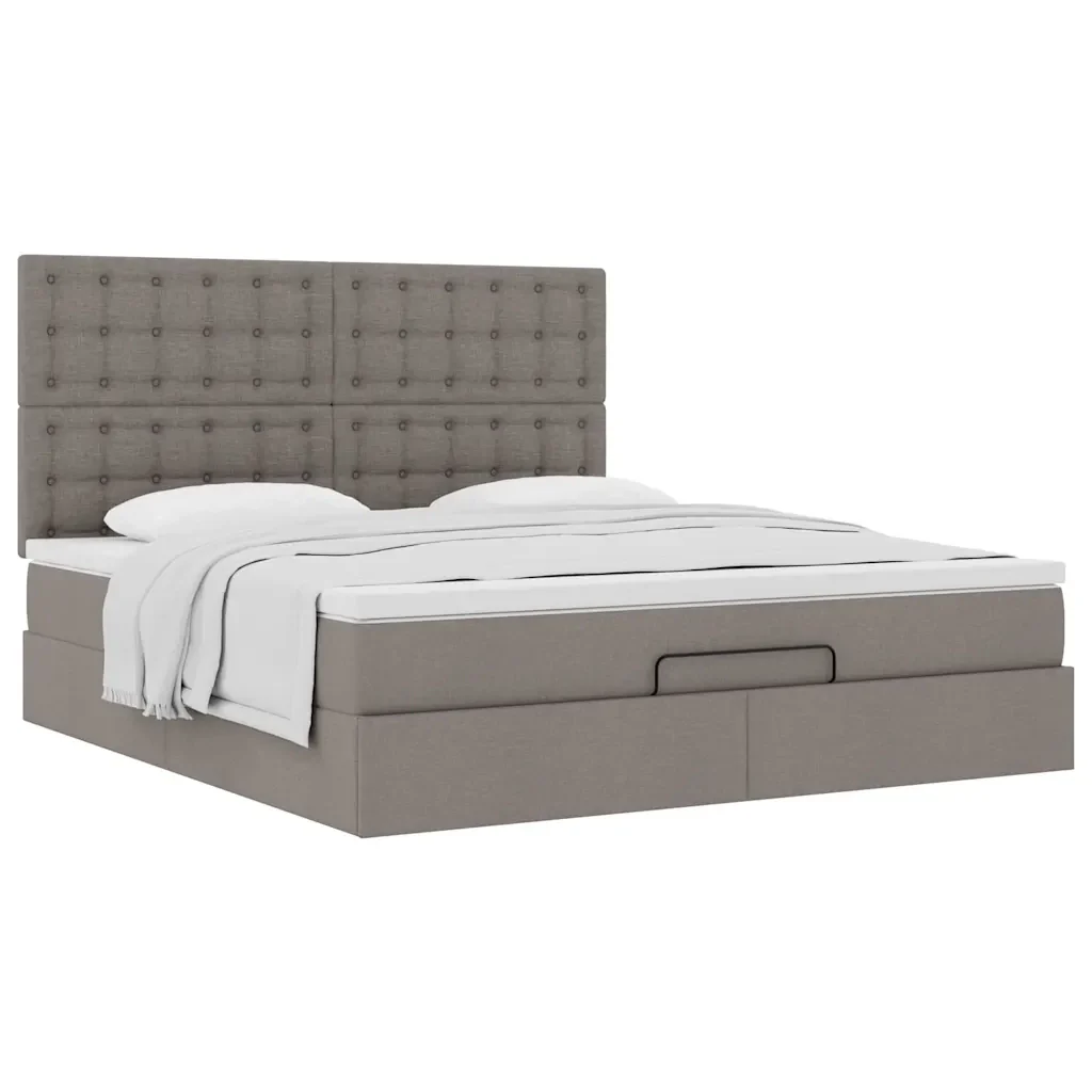 Struttura Letto Pouf con Materasso Tortora 160x200cm in Tessuto - Image 5