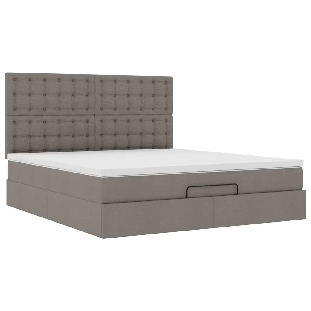 Struttura Letto Pouf con Materasso Tortora 160x200cm in Tessuto - Image 6