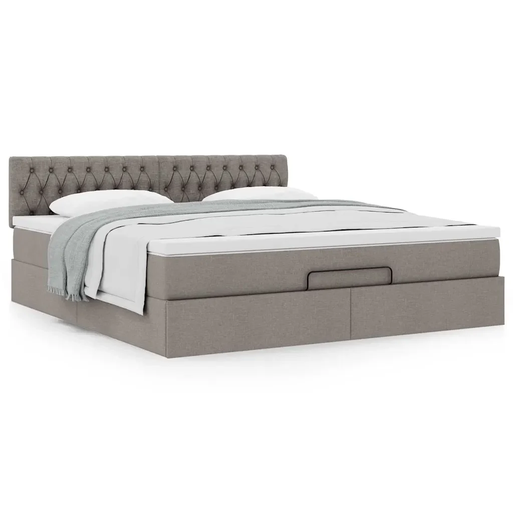 Struttura Letto Pouf con Materasso Tortora 160x200cm in Tessuto - Image 4