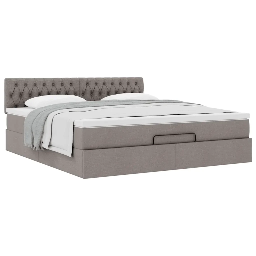 Struttura Letto Pouf con Materasso Tortora 160x200cm in Tessuto - Image 5