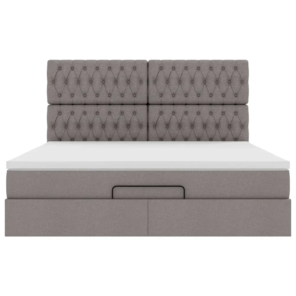 Struttura Letto Pouf con Materasso Tortora 160x200cm in Tessuto - Image 2