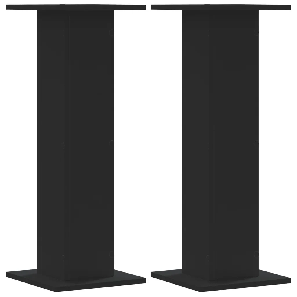 Supporti Altoparlanti 2 pz Neri 30x30x80cm in Legno Multistrato 852664 - Image 2