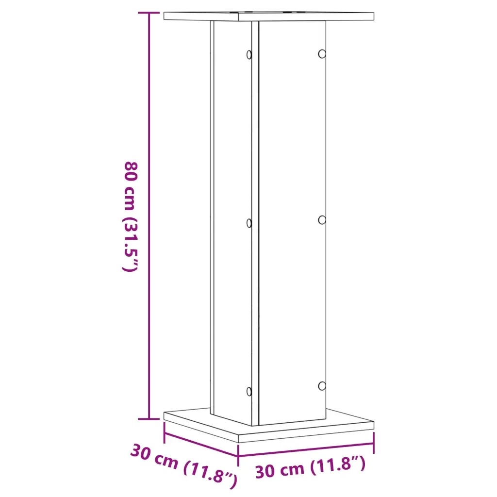 Supporti Altoparlanti 2 pz Neri 30x30x80cm in Legno Multistrato 852664 - Image 9