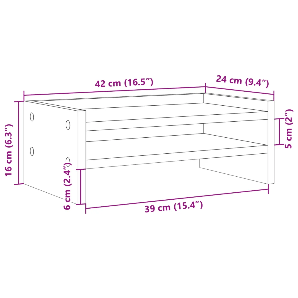 Supporto Monitor Legno Vecchio 42x24x16 cm in Truciolato 854722 - Image 9