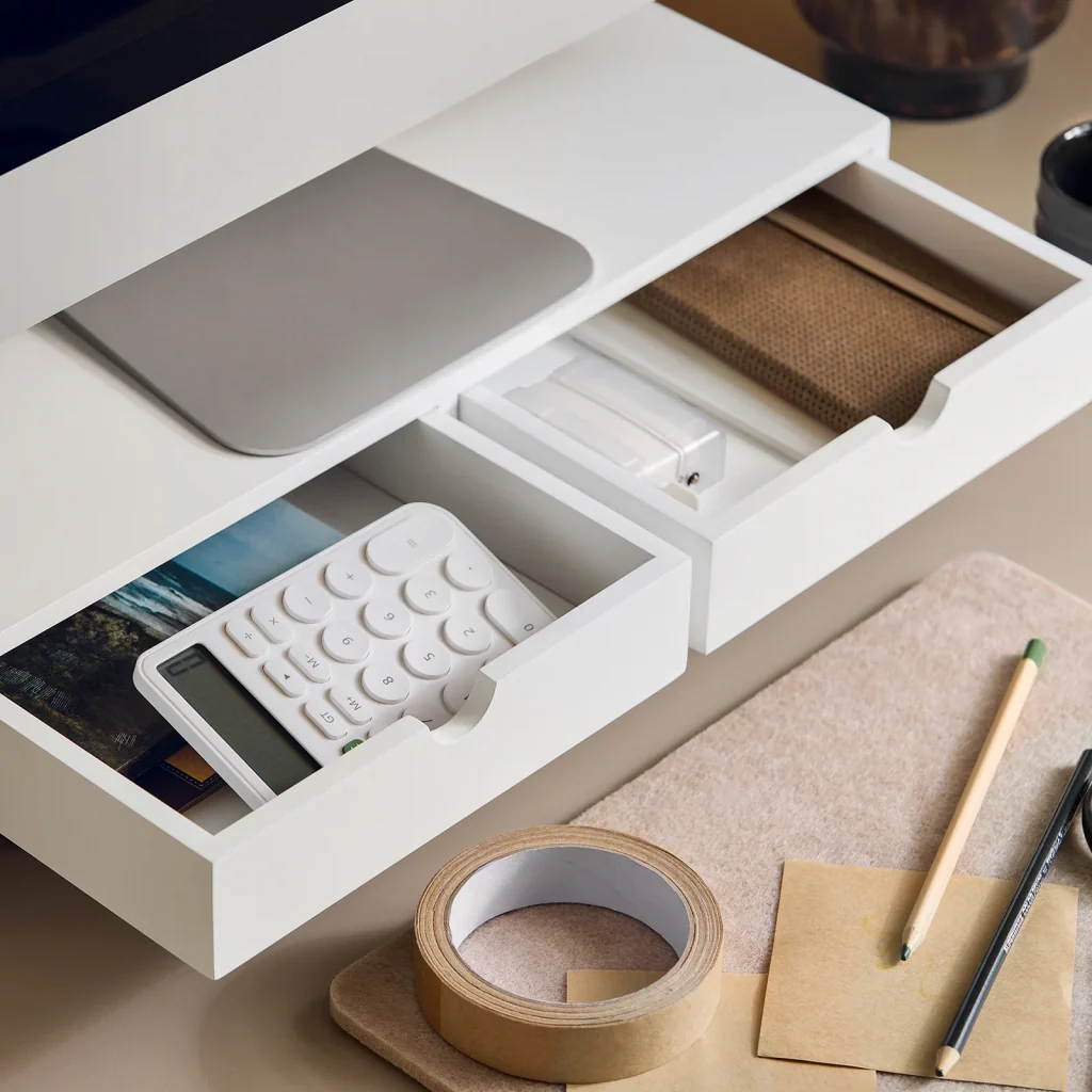 Supporto Monitor pc da scrivania Organizer scrivania Altezza 11 cm Bianco BBF02-W - Image 5