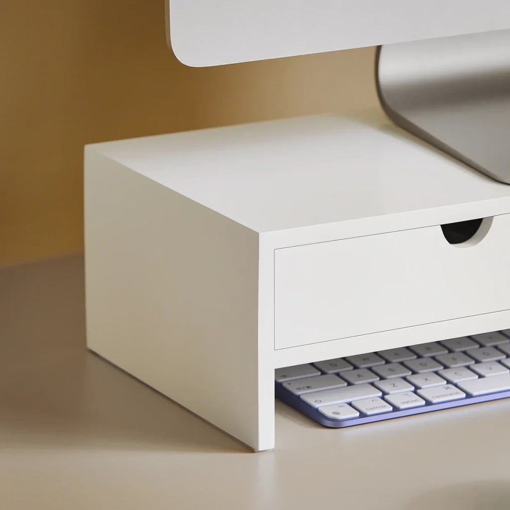 Supporto Monitor pc da scrivania Organizer scrivania Altezza 11 cm Bianco BBF02-W - Image 6