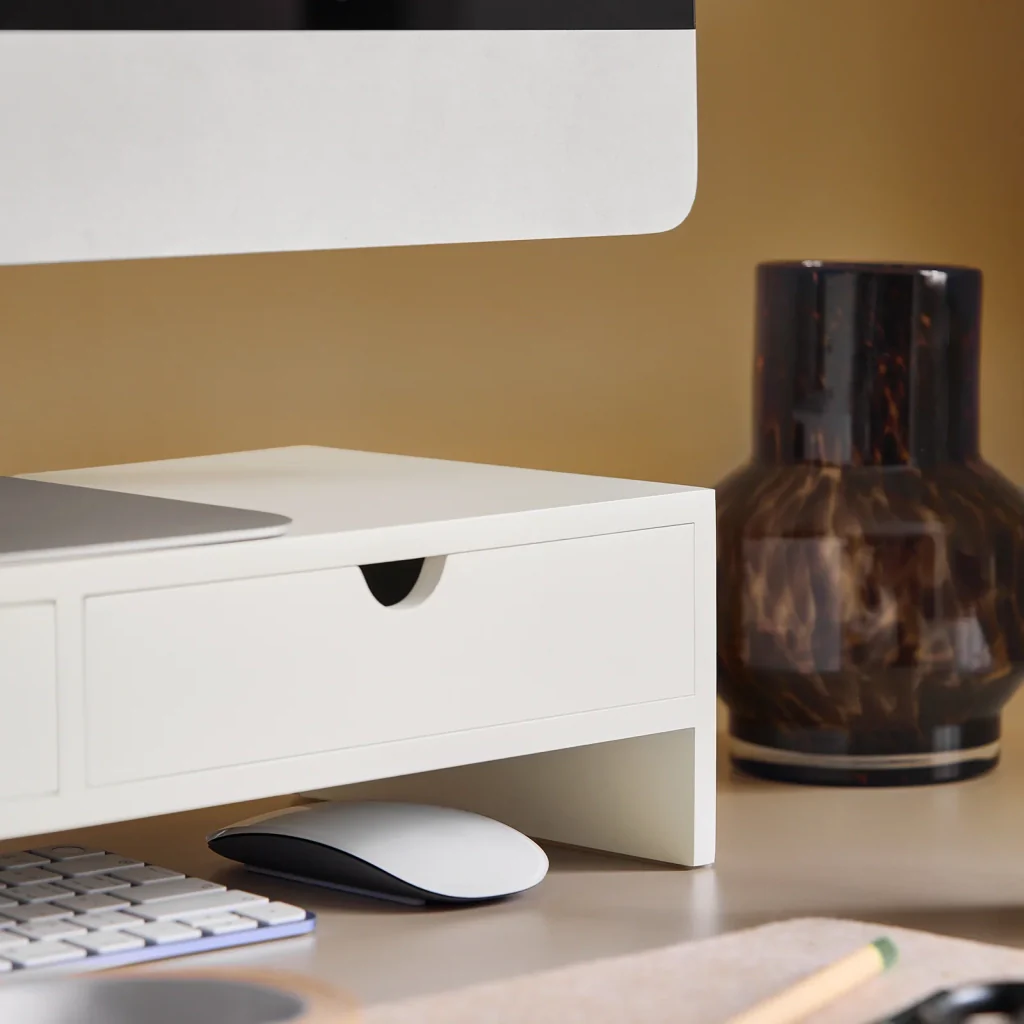 Supporto Monitor pc da scrivania Organizer scrivania Altezza 11 cm Bianco BBF02-W - Image 7