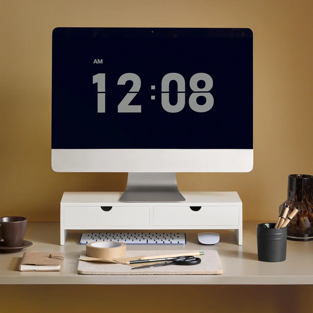 Supporto Monitor pc da scrivania Organizer scrivania Altezza 11 cm Bianco BBF02-W - Image 8