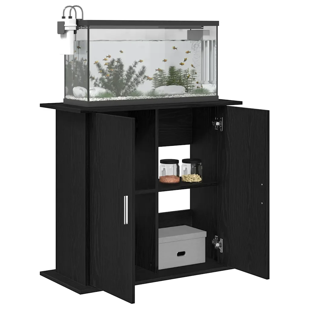 Supporto per acquario in rovere nero 81x36x73 cm in legno ingegnerizzato 862152 - Image 4