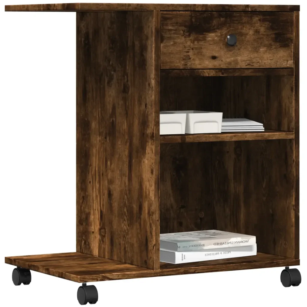 Supporto per Stampante con Ruote Rovere Fumo 60x40x68,5 cm 840643 - Image 4