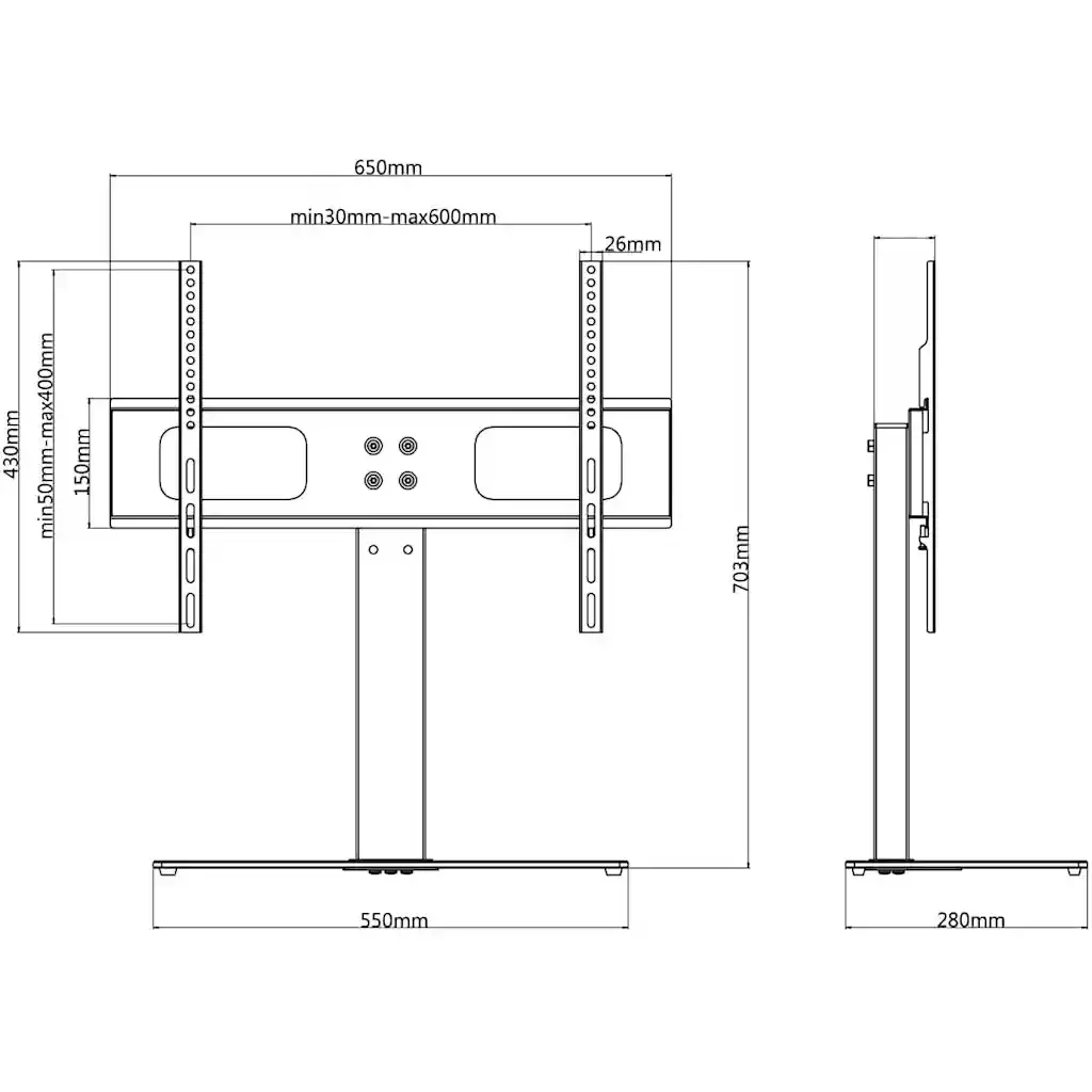 Supporto TV con Base in Ferro Nera 32"-70" - Image 7
