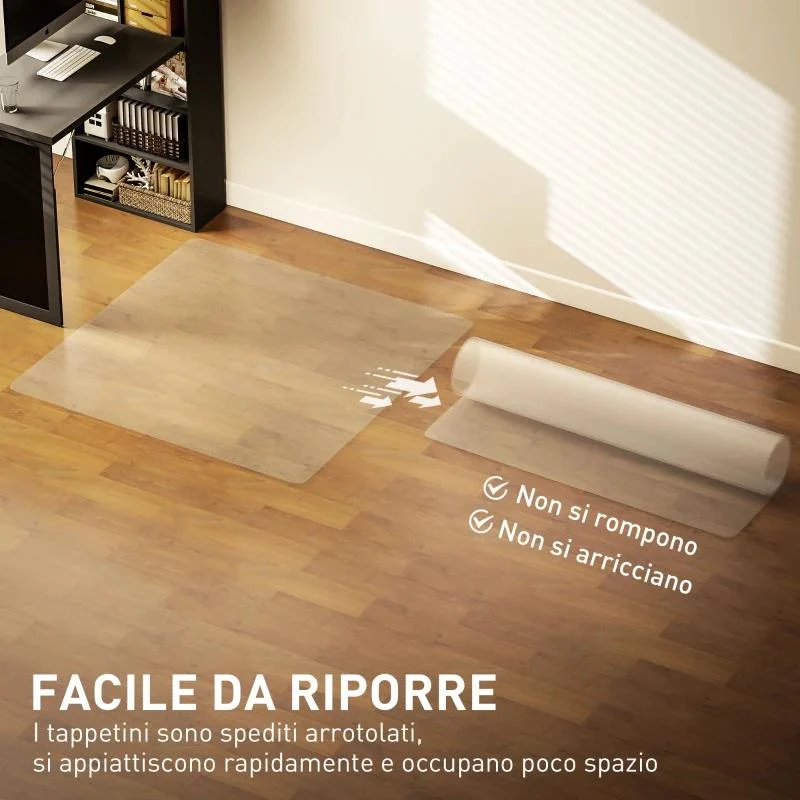 TAPPETINO SALVAPAVIMENTO 120X120 CM IN PLASTICA TRASPARENTE PER SEDIA DA UFFICIO - Image 2
