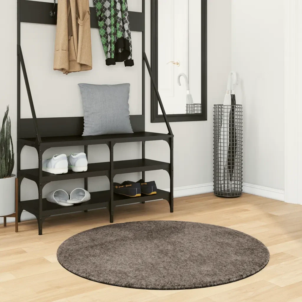 Tappeto a Pelo Lucido Lungo ISTAN Effetto Grigio Ø 100 cm 375682