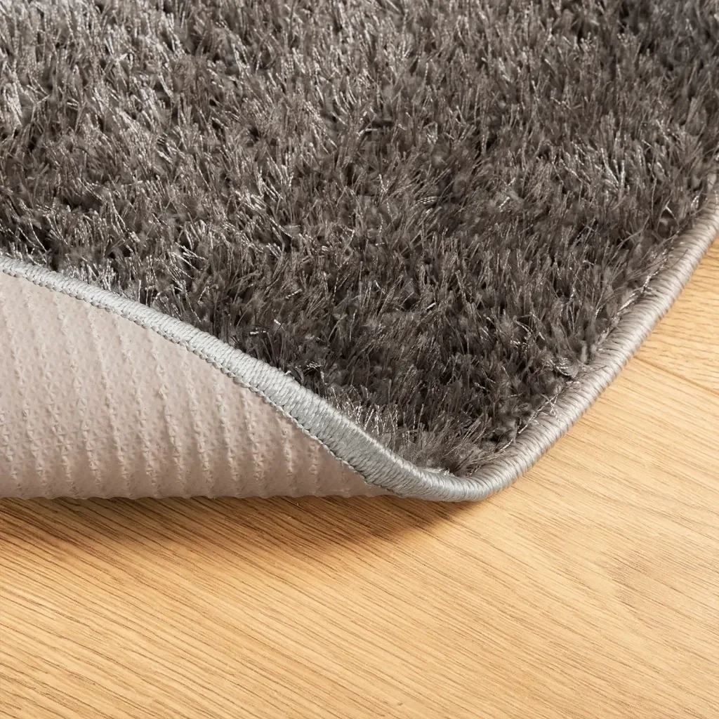 Tappeto a Pelo Lucido Lungo ISTAN Effetto Grigio Ø 100 cm 375682 - Image 5