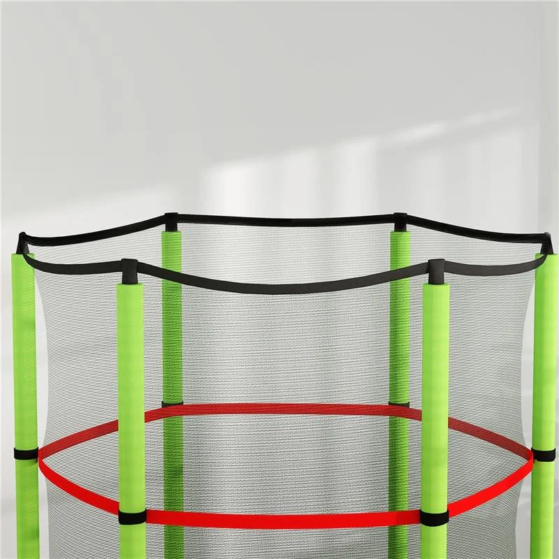 TAPPETO ELASTICO PER BAMBINI 3-6 ANNI CON RETE DI PROTEZIONE 6 COLONNE E 3 INGRESSI Ø 140X190 CM VERDE E NERO - Image 6