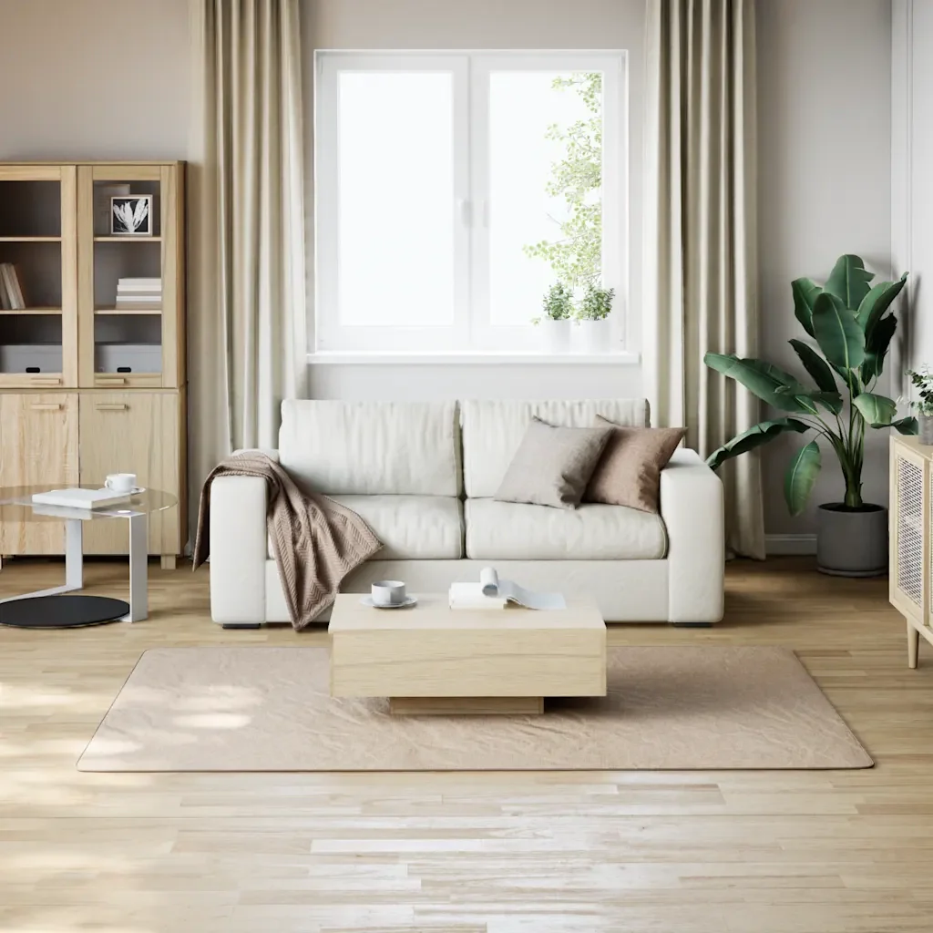 Tappeto Lavabile Soffice Pelo Corto 160x230cm Antiscivolo Beige 342202 - Image 3