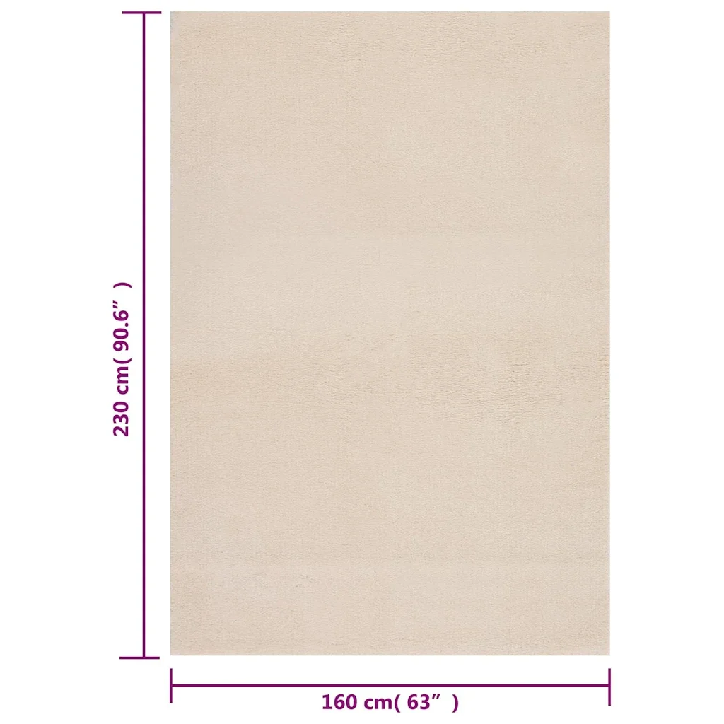 Tappeto Lavabile Soffice Pelo Corto 160x230cm Antiscivolo Beige 342202 - Image 8