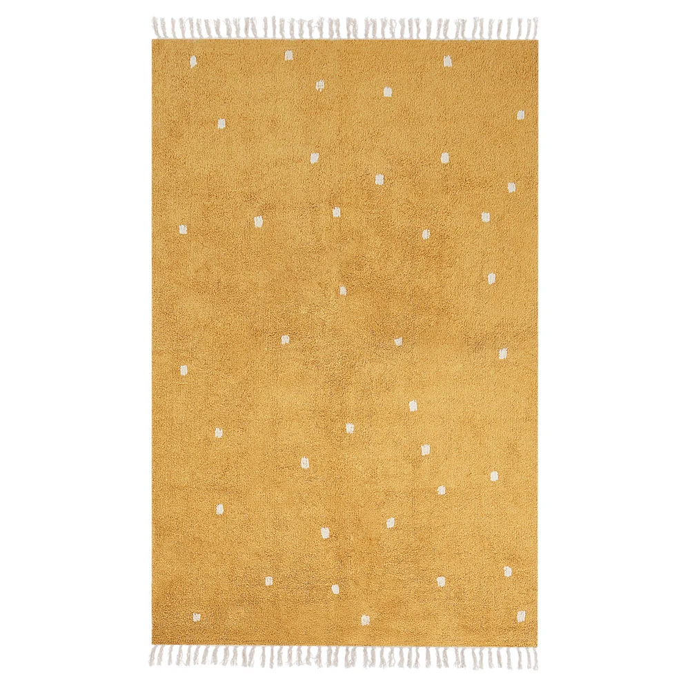 Tappeto per bambini in cotone colore giallo 140 x 200 cm con puntini multicolori Rettangolare