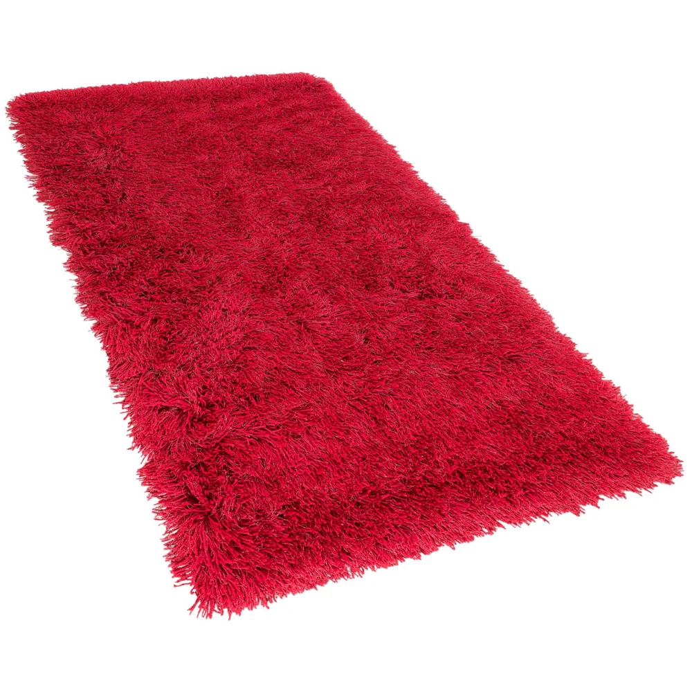 Tappeto Shaggy Tappeto a pelo lungo Solido Poliestere Rosso Rettangolare 80 x 150 cm - Image 2