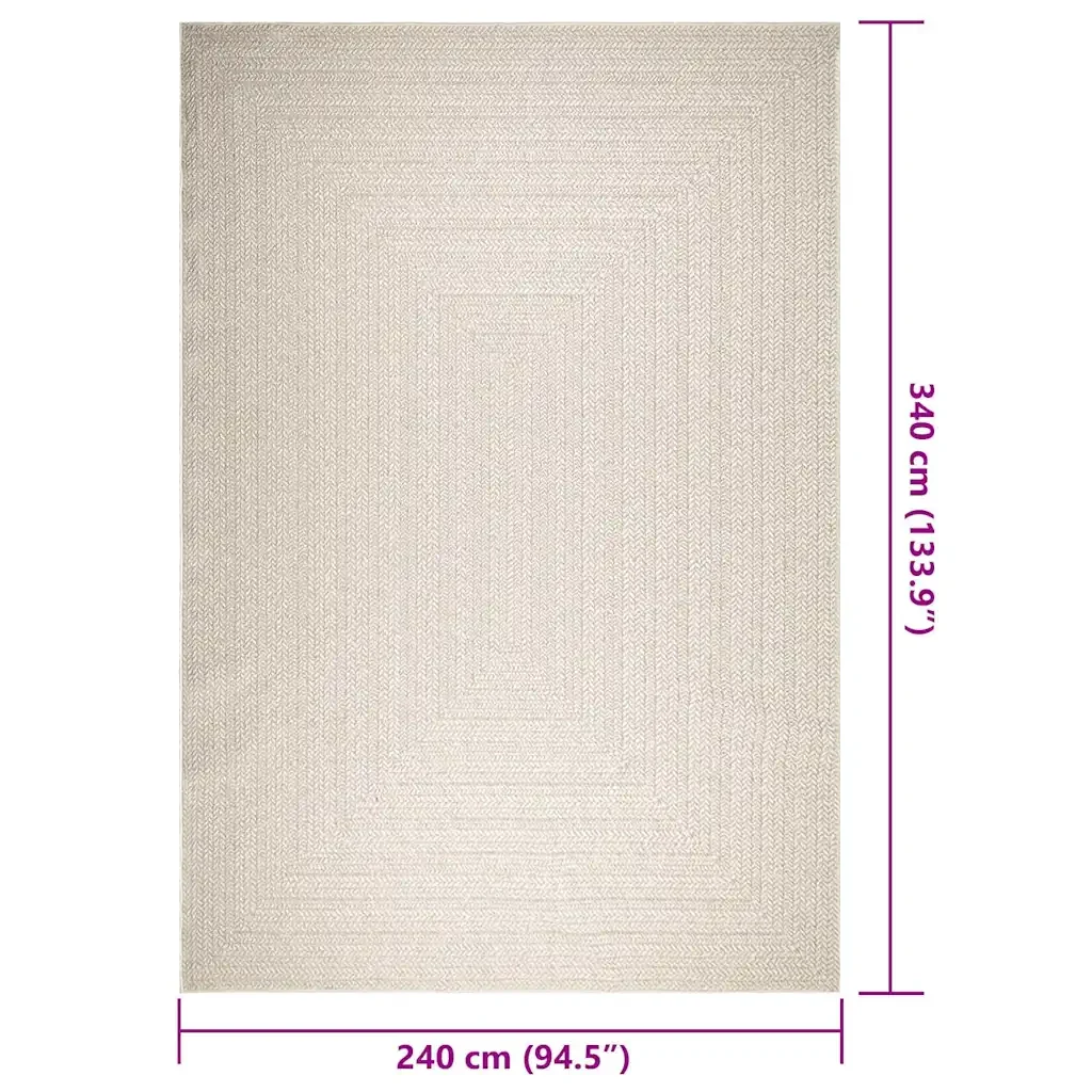 Tappeto ZIZUR Crema 240x340 cm Aspetto Iuta Interni ed Esterni 4010370 - Image 8