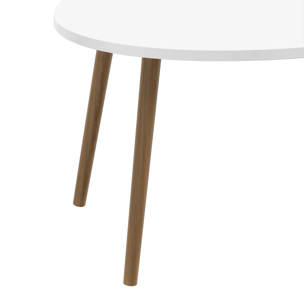 Tavolino Basso da caffè 'Sindal' (AxLxP) 41 x 90 x 50 cm Tavolino da Salotto con Gambe in Legno e Piano Ovale - Bianco [en.casa] - Image 5