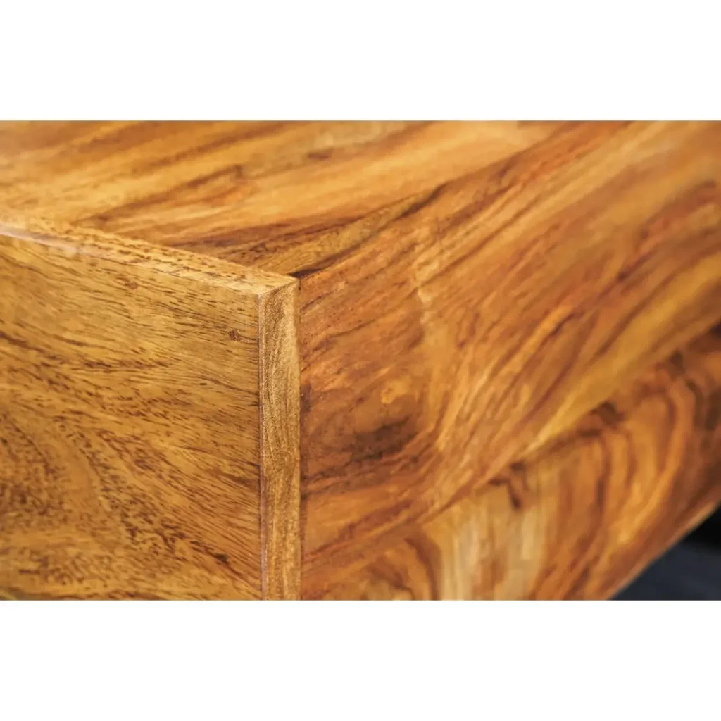 Tavolino basso GRADI 60 cm in legno massiccio di Sheesham e metallo - Tavolino basso quadrato industriale con nicchia - Image 7