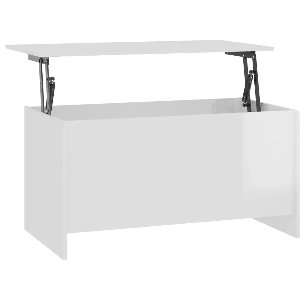 Tavolino Bianco Lucido 102x55,5x52,5 cm in Legno Multistrato 809671 - Image 2