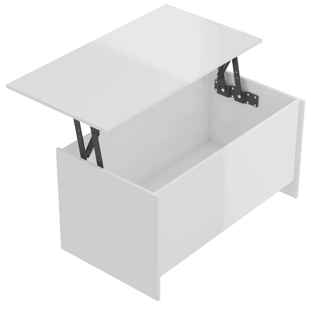 Tavolino Bianco Lucido 102x55,5x52,5 cm in Legno Multistrato 809671 - Image 6