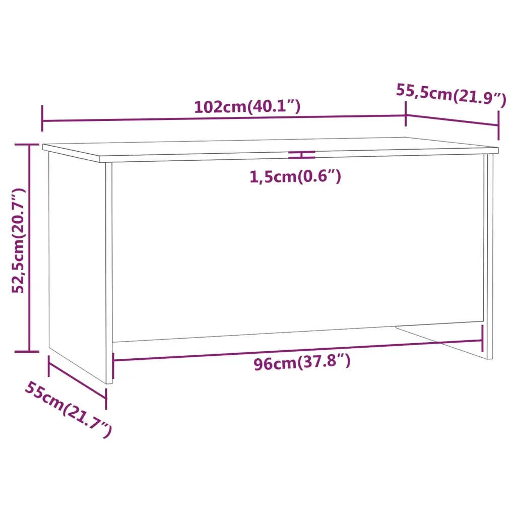 Tavolino Bianco Lucido 102x55,5x52,5 cm in Legno Multistrato 809671 - Image 9